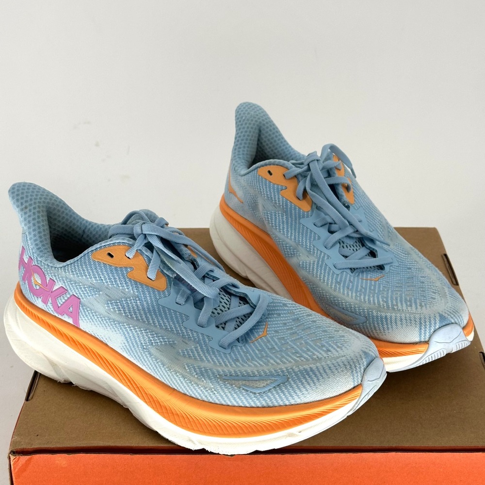 Hoka Clifton 9 Airy Blue Ice Water Running Athletic Sneaker‎ Shoes Women's 10 B